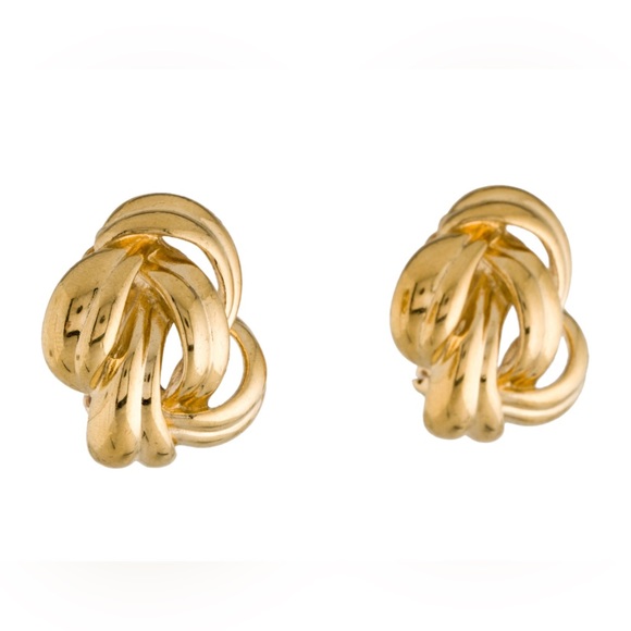 VINTAGE GIVENCY 🎉HOST PICK🥳 Large Beautiful Gold Tone Knot Statement Earrings. - Picture 2 of 3